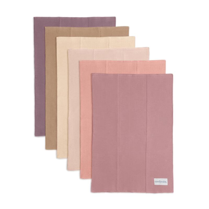 Baby Burp Cloths Set, Large 6-Layer, 100% Cotton Comfy Cubs - Multicolor Girl 6P