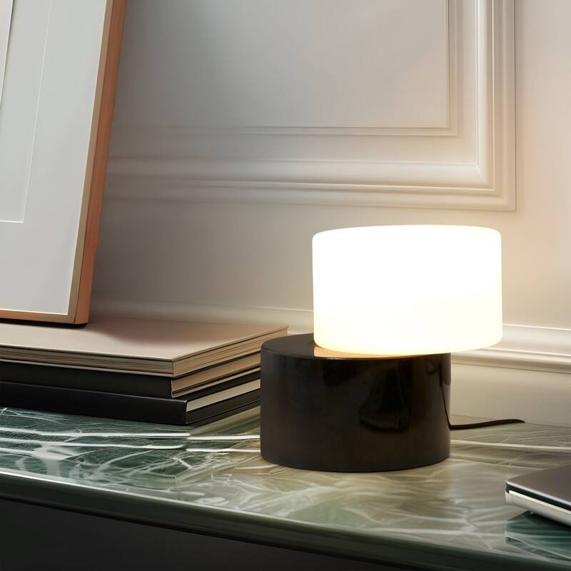 Brightech ZigZag LED Black Marble Modern Dimmable Bedside Nightstand Desk Lamp