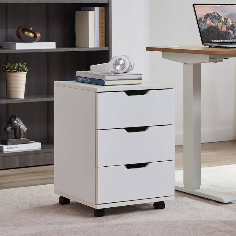 3-Drawer Vertical Filing Cabinet Rolling Wood Mobile File Cabinets Under Desk for Home Office with Casters (Non-Assembled)