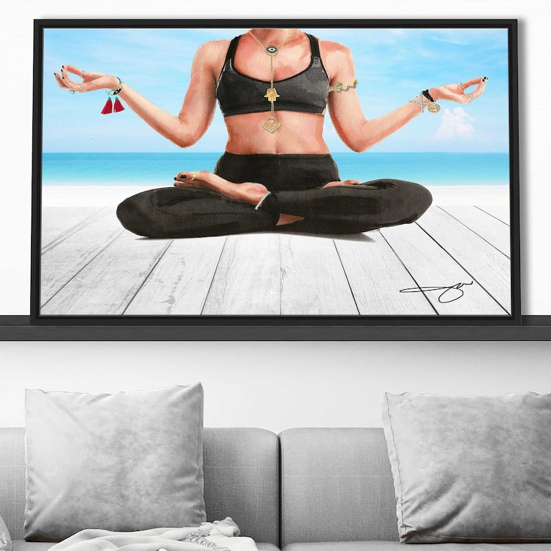 "Yoga Beach Girl" by Jodi Print on Floating Canvas