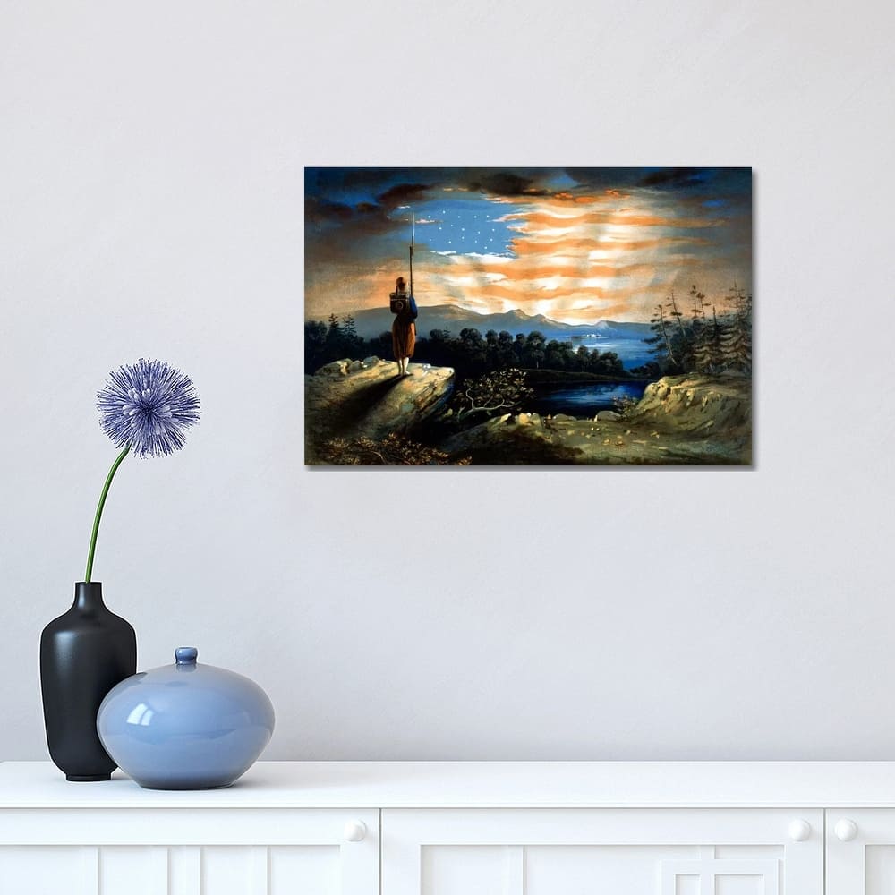 iCanvas "Vintage Civil War Painting Of A Lone Zouave Sentry Overlooking A Cliff" by John Parrot Canvas Print