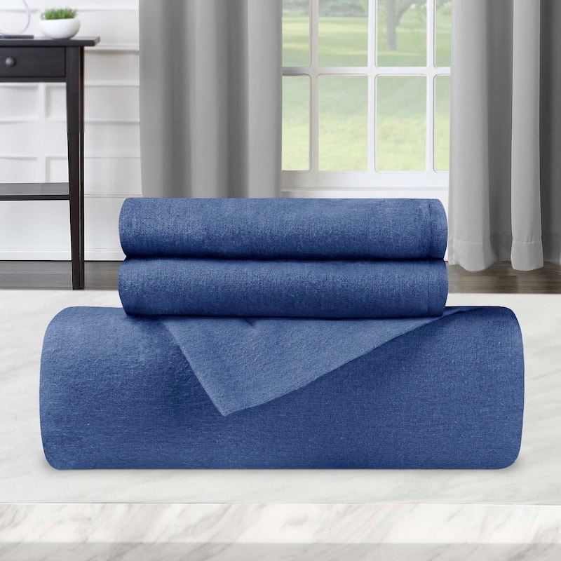 Superior Classic Solid Flannel Cotton Duvet Cover Set
