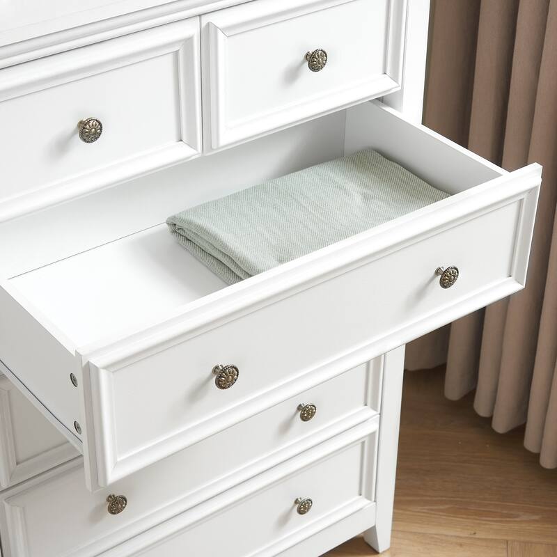 File Cabinet White Sideboard Cupboard Chest of Drawers with 6 Drawers
