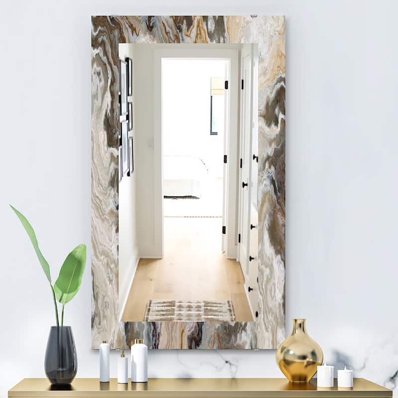Designart 'Onyx Detail Composition' Mid-Century Mirror - Printed Wall Mirror