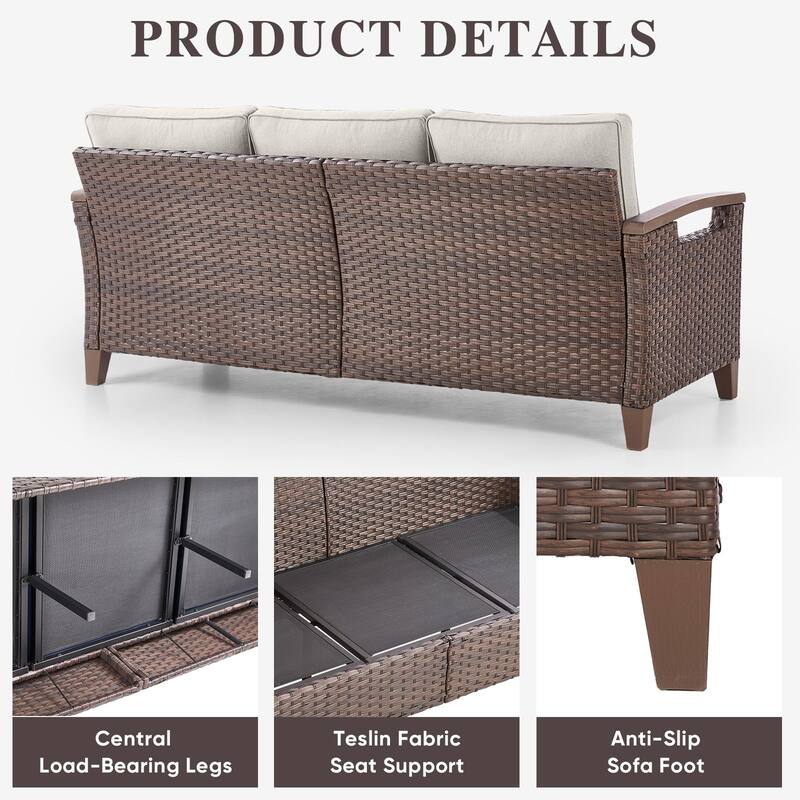 Pocassy Patio Sofa PE Wicker Set