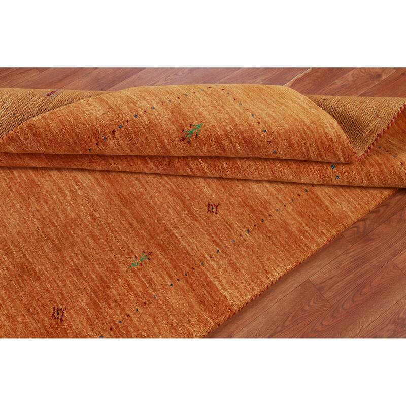 Hand Knotted Oriental 100% Wool Carpet Tribal Stripe Oranges & Rust Gabbeh Area Rug - 8' 0'' X 4' 11''