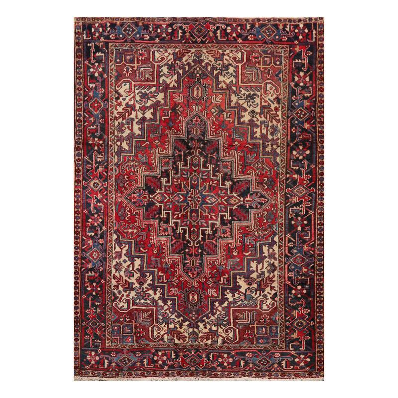 Hand Knotted Rust,Red Persian Wool Traditional Oriental Area Rug (6x9) - 6' 4'' x 8' 8''