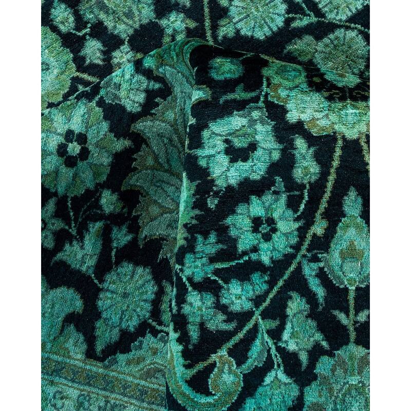 Overton Hand Knotted Wool Vintage Inspired Modern Contemporary Overdyed Black Area Rug - 8' 4" x 10' 3"