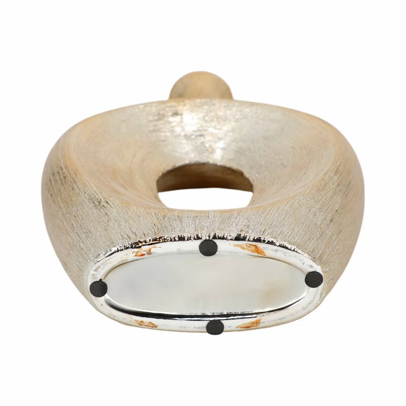 Modern Ceramic Textured Oval Cut-Out Vase - Home Decor - 13"