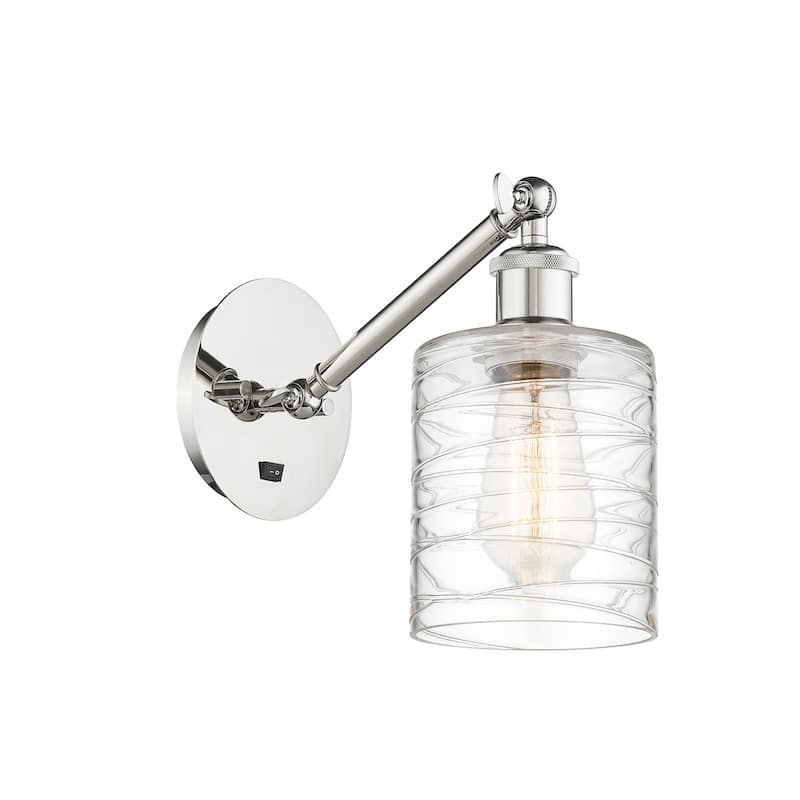 Innovations Lighting 317-1W-13-6 Cobbleskill Sconce Cobbleskill 13" - Polished Nickel / Deco Swirl