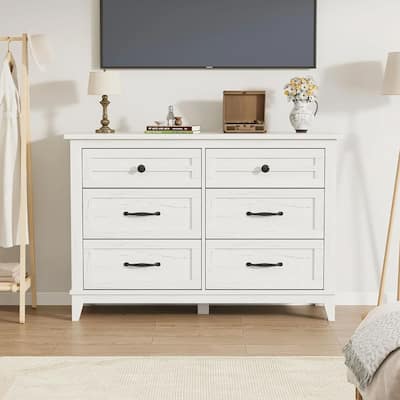 47" Wide 6-Drawer Dresser, Wooden Storage Cabinet