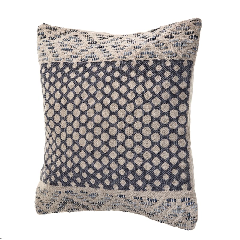 Sevita Detailed Denim Blue Throw Pillow
