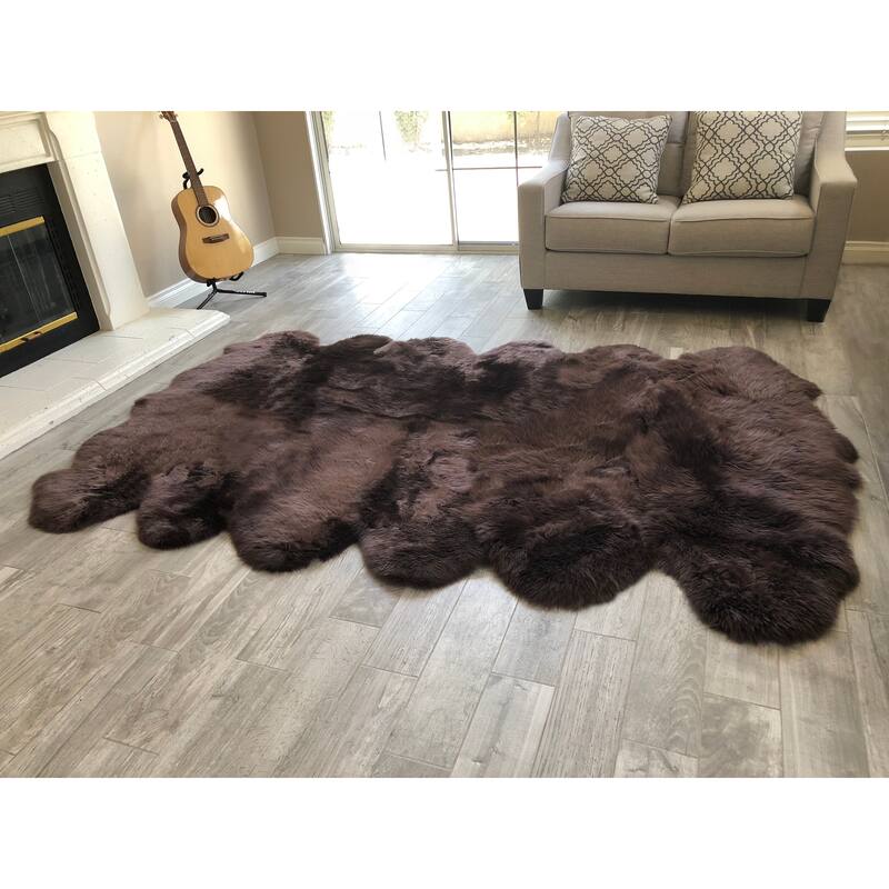 Dynasty Natural 12-Pelt Luxury Long Wool Sheepskin Shag Rug - 5'5" x 9'2"