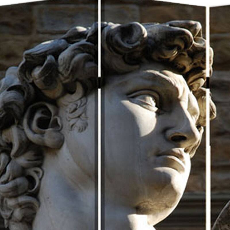 Brar 71 Inch 3 Panel Canvas Screen, Michelangelos David Print, Multicolor