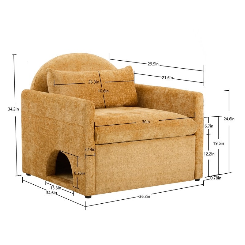 36.20" Chenille Oversized Single Sofa Armchair