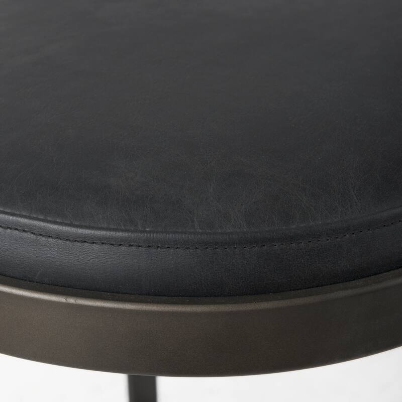 Tyson Black Genuine Leather with Dark Gray Metal Frame Counter Stool