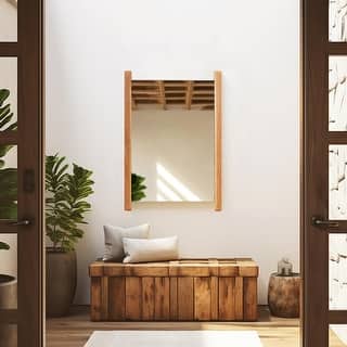 Allan Andrews Natural Wood Side Framed Rectangular Vanity Mirror - 22"H x 16"W