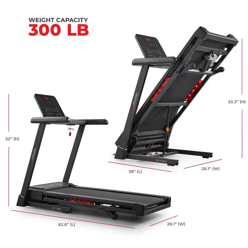 Sunny Health & Fitness Excel Smart Incline/Decline 20” Deck Treadmill with 300LB Weight Capacity - SF-T723017