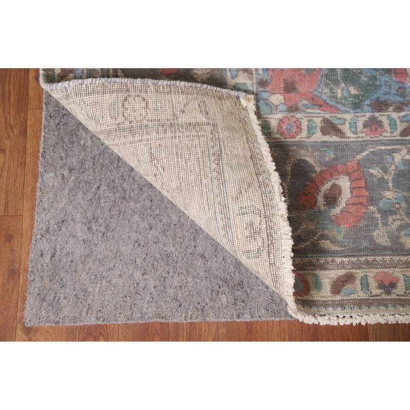 Hand Knotted Oriental 100% Wool Carpet Traditional Medallion Brown Tabriz Area Rug - 11' 4'' X 7' 10''