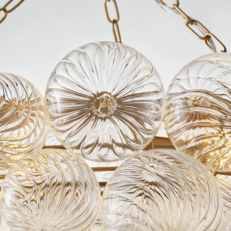 Gold Bubble Ball Chandelier, LED Pendant Light with Glass Globes