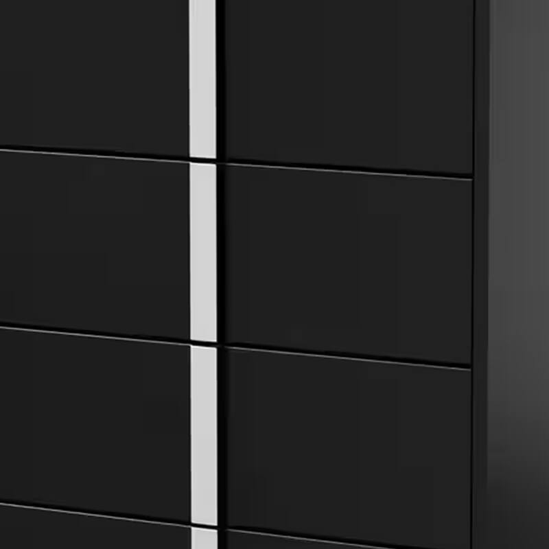 Suni Tall Dresser Chest, Piano Black Wood with UV Finish, 5 Drawers