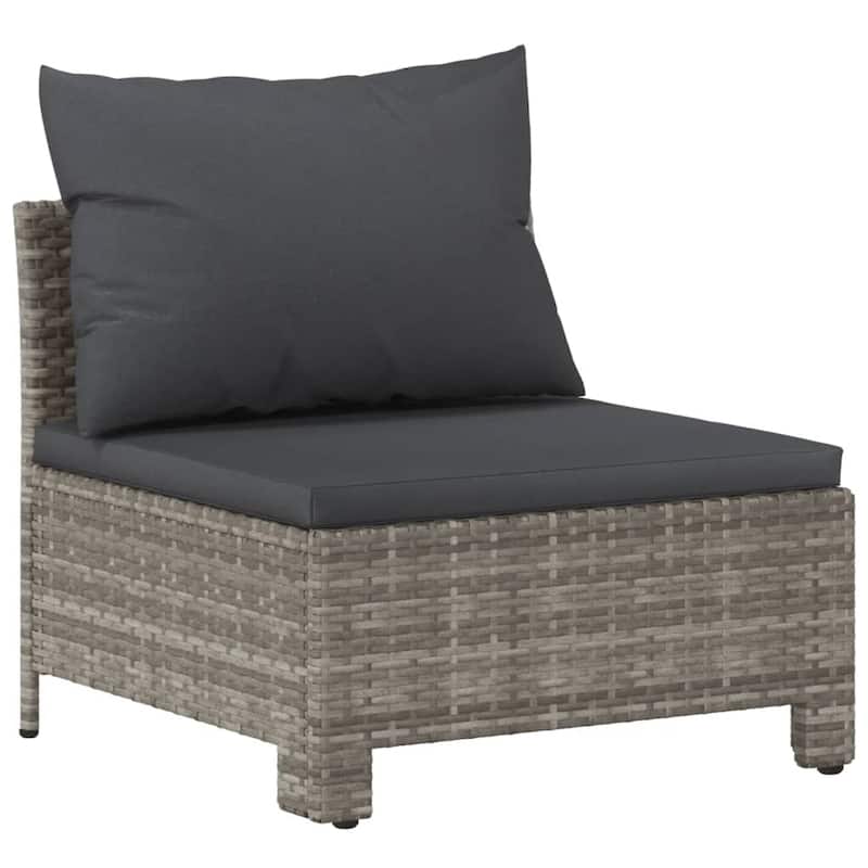 vidaXL 2-Seater Patio Sofa with Cushions Gray Poly Rattan