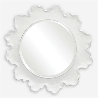 Sea Coral Round Wall Mirror - 34" - White