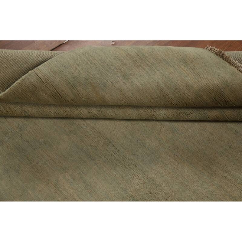 Green Modern Gabbeh Oriental Area Rug Hand-Knotted Wool Carpet - 4'11" x 6'4"