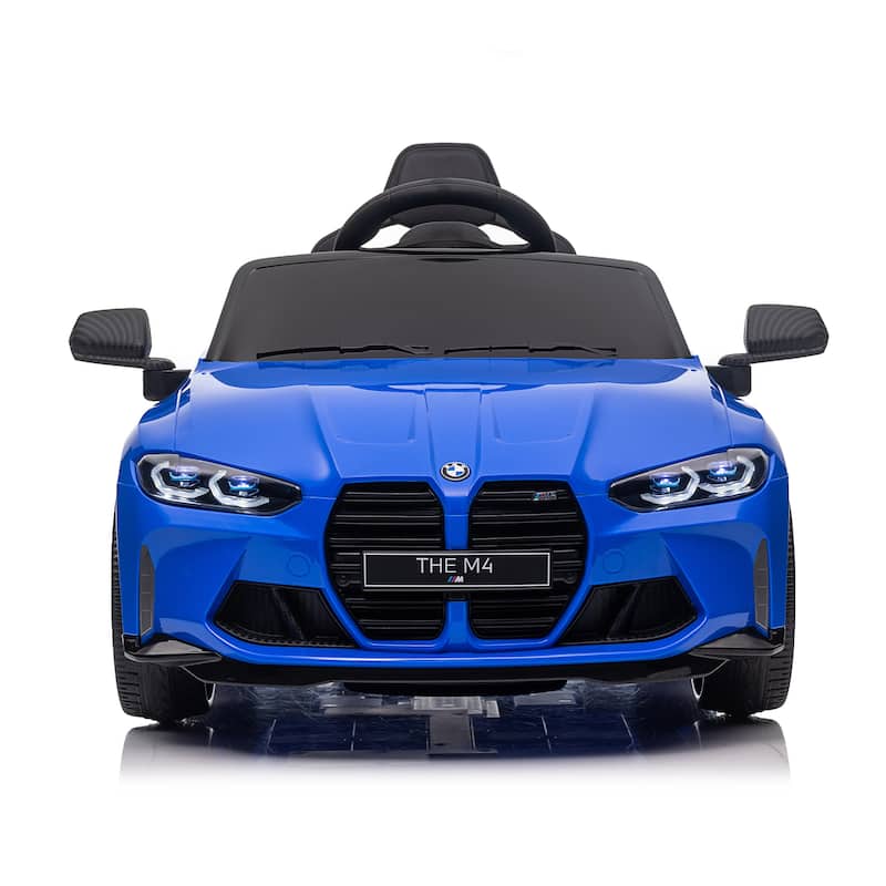 12V Licensed BMW M4 Kids Electric Ride-On Car with Remote Control, Bluetooth & LED Lights - Blue