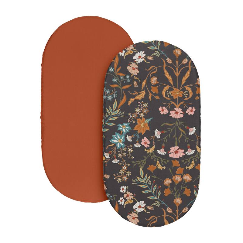 Sweet Jojo Designs Boho Wildflower Vintage Floral Girl 2 Pack Baby Bassinet Fitted Sheets Bohemian Farmhouse Cottagecore Garden