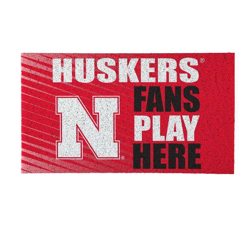 28 in. x 16 in. University of Nebraska "Fans Play Here" PVC Door Mat