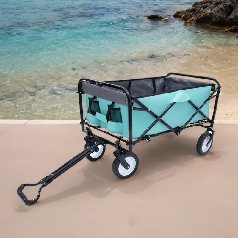 Foldable Wagon Cart with Straps & All-Terrain Wheels, 360lb Capacity