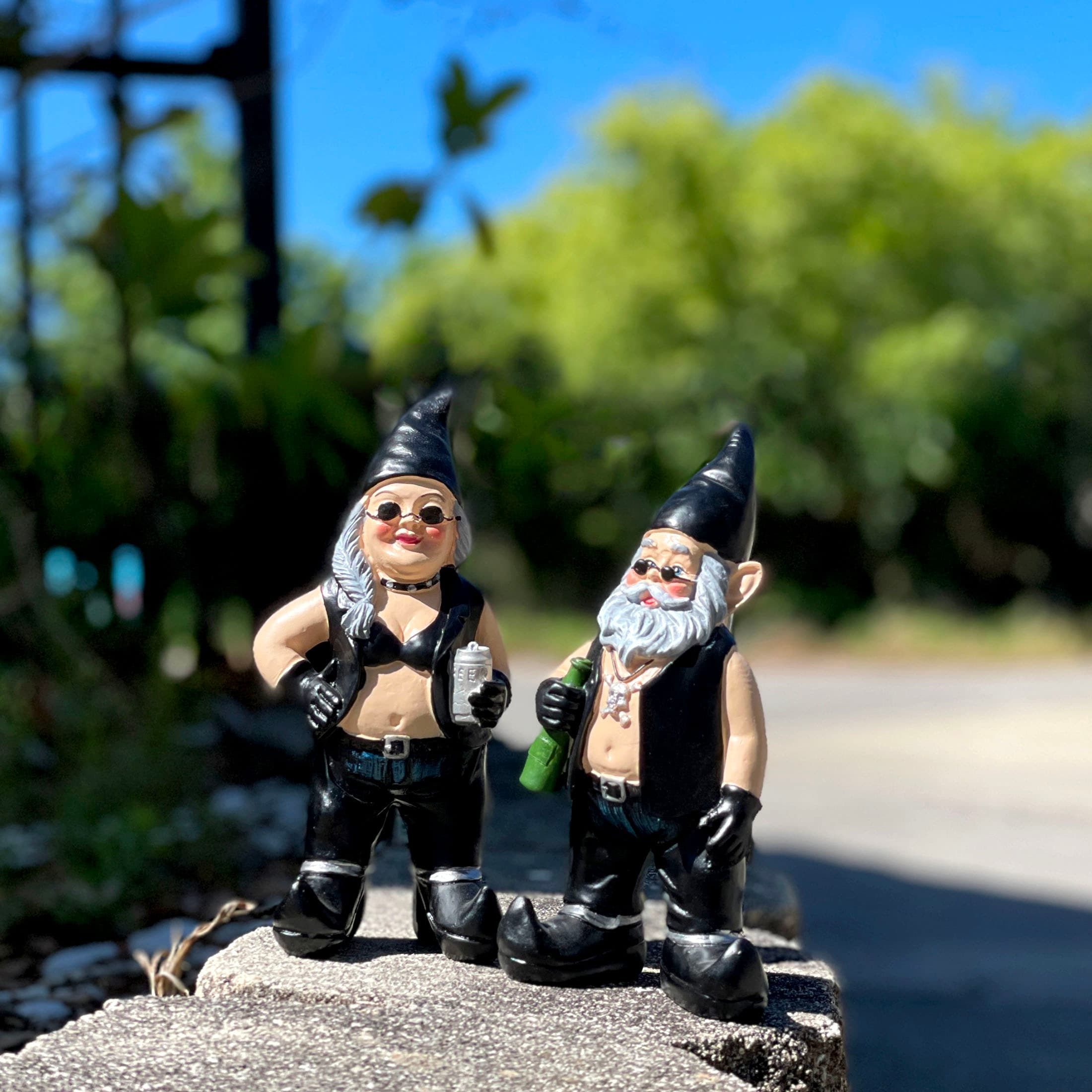 Zeckos Gnoschitt & Gnofun 7.5 Inch Motorcycle Garden Gnome Statues