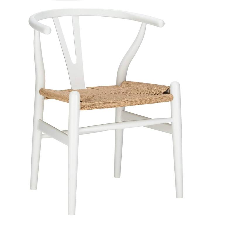 Wish bone Solidwood Dining Chair Woodcord Chair ( set of 4) - White