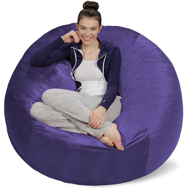 5-foot Bean Bag Chair Large Memory Foam Bean Bag - Purple - Large
