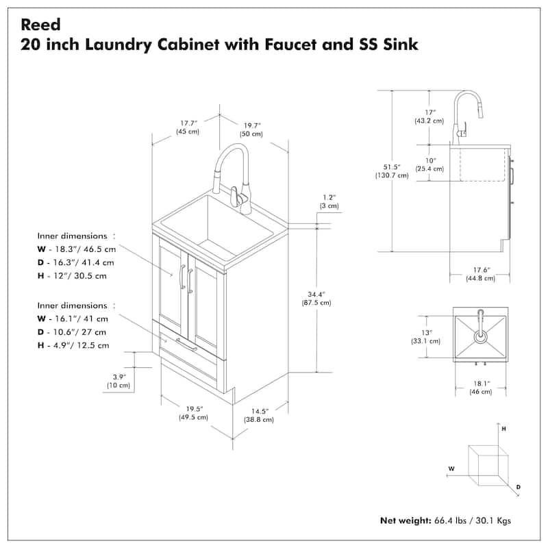 WYNDENHALL Alma Transitional Deluxe Utility Sink & Cabinet