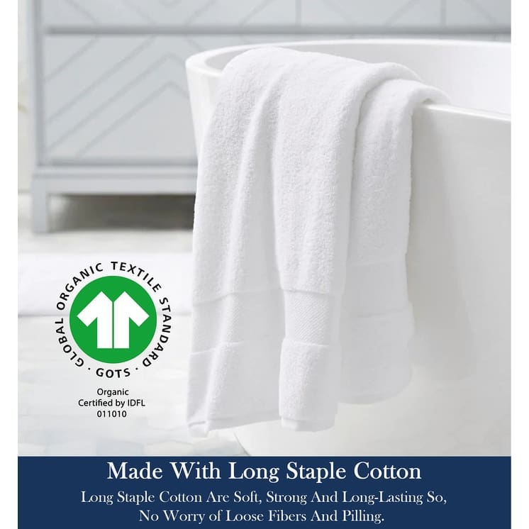 Delara Organic Cotton Luxuriously Plush Bath Towel, GOTS & OEKO-TEX Certified, 650 GSM Long Staple, Quick Dry & Ultra-Absorbent
