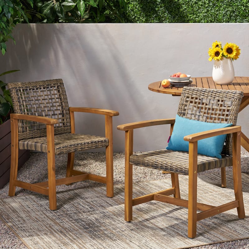 Exquisite Wood and Wicker Dining Chair(Set of 2)