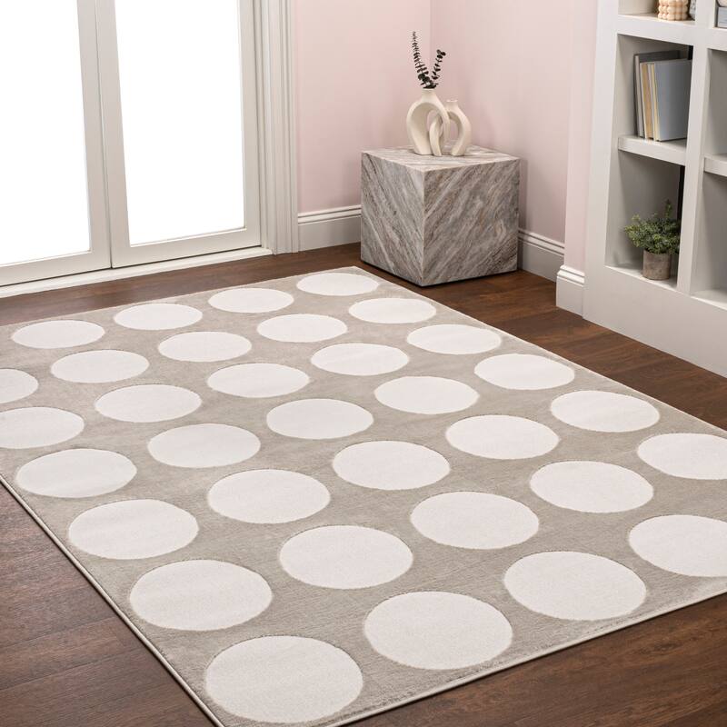 JONATHAN Y Damon Modern Geometric Circle Dot High-Low Area Rug