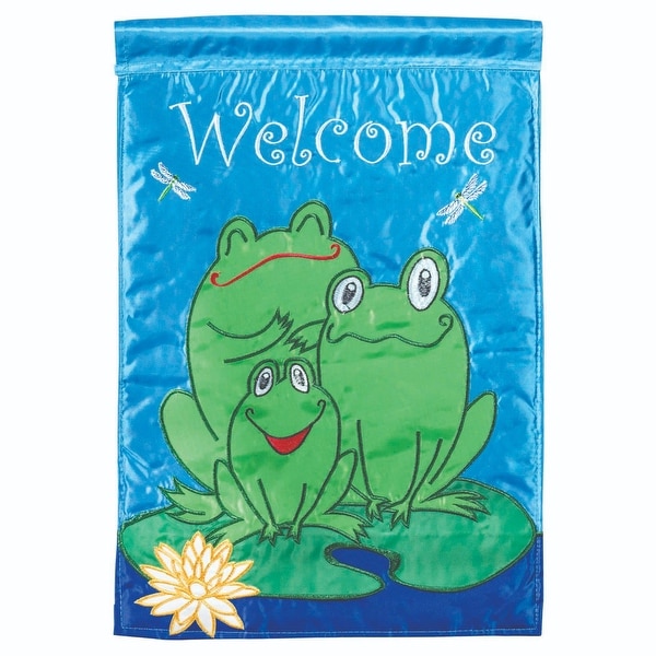 Blue and Green Frogs Printed Large Garden Flag 42" x 29" - N/A