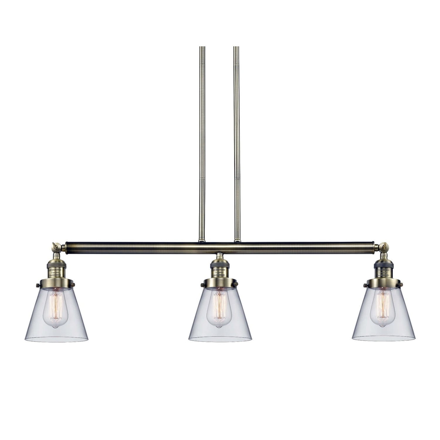 Innovations Lighting 213-S Small Cone  Small Cone 3 Light 39" Wide Linear Chandelier (Brushed Brass / Matte White Cased) - Chandeliers For Bedrooms by Overstock.com