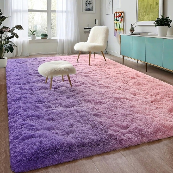 Shaggy Home Decor Carpet Luxury Gradient Rug for Living Room Bedroom