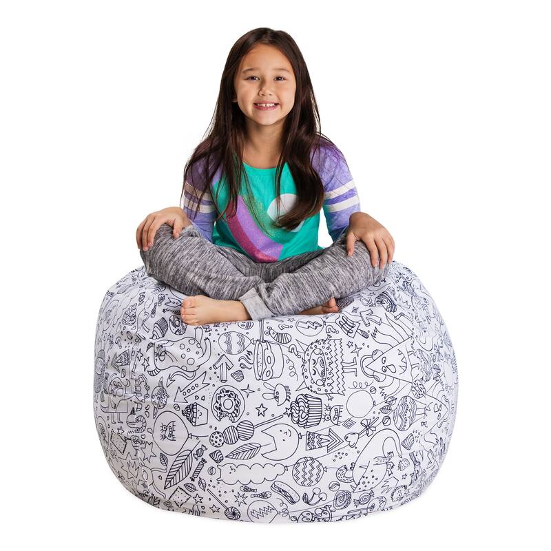 Kids' Stuffed Animal Storage Bean Bag Chair Cover or Toy Organizer