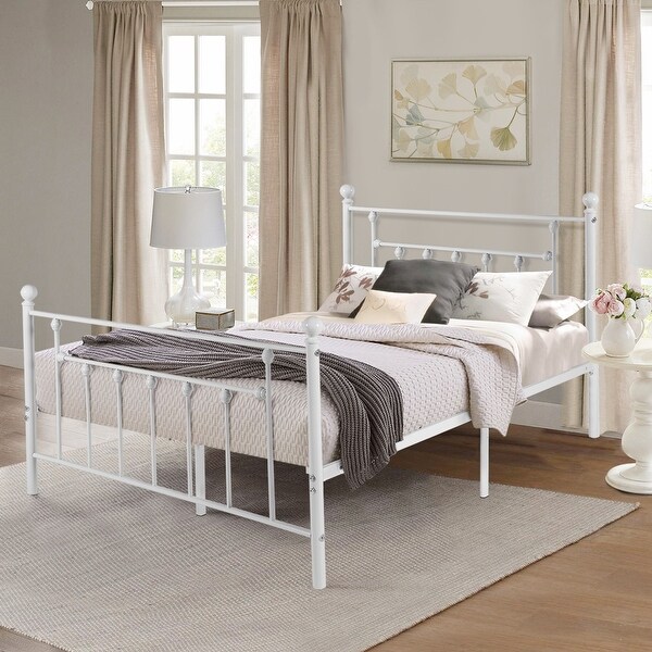Beds Bed Frames White Scroll Twin Full Queen Size Metal Platform Bed Frame Headboard Footboard Stuudio35 Ee