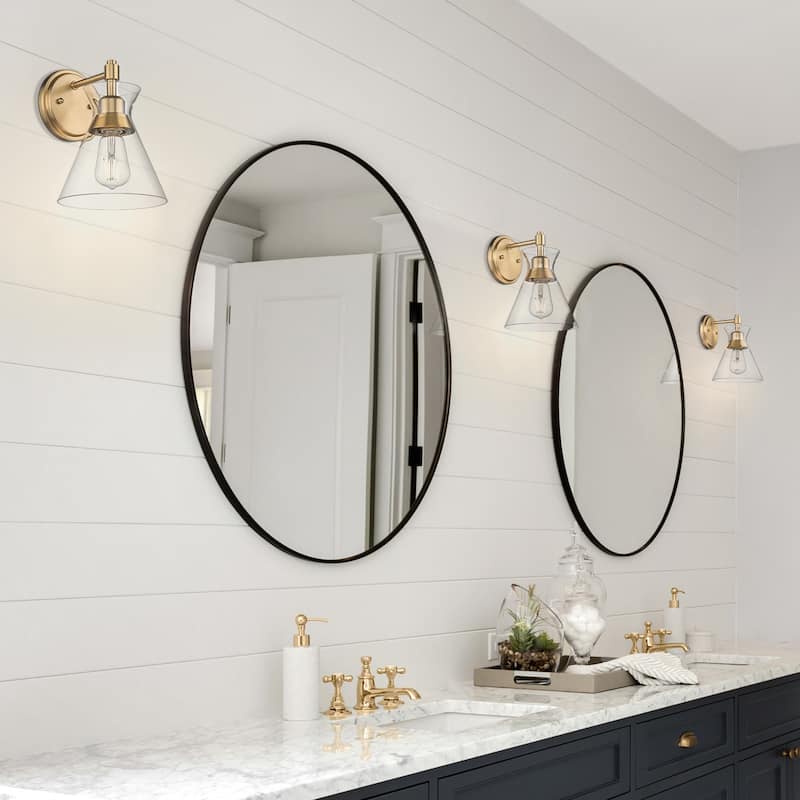 Golden Lighting 0511-1W CLR Malta 10" Tall Bathroom Sconce with a