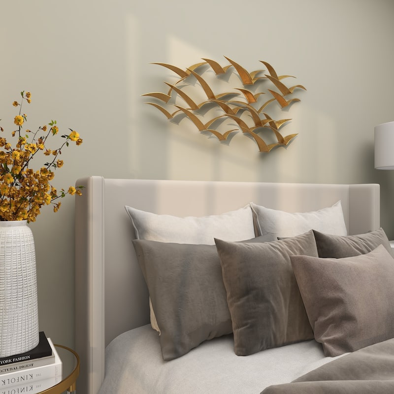 Metal Bird Sleek Flying Home Wall Decor - Gold, Black, Brown, Blue, Silver - Roche River Decor