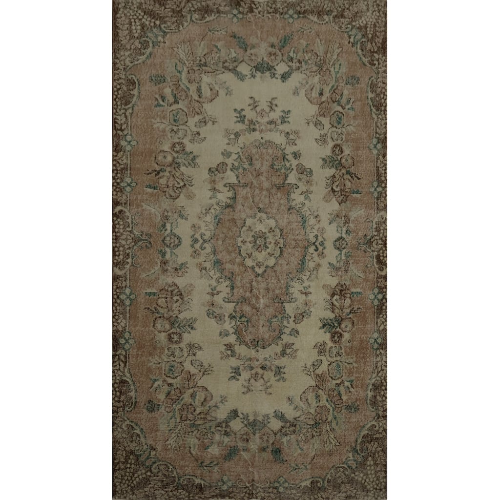 Hand Knotted Oriental 100% Wool Carpet Transitional Floral Beige & Ivories Anatolian Area Rug - 9' 5'' X 5' 8''