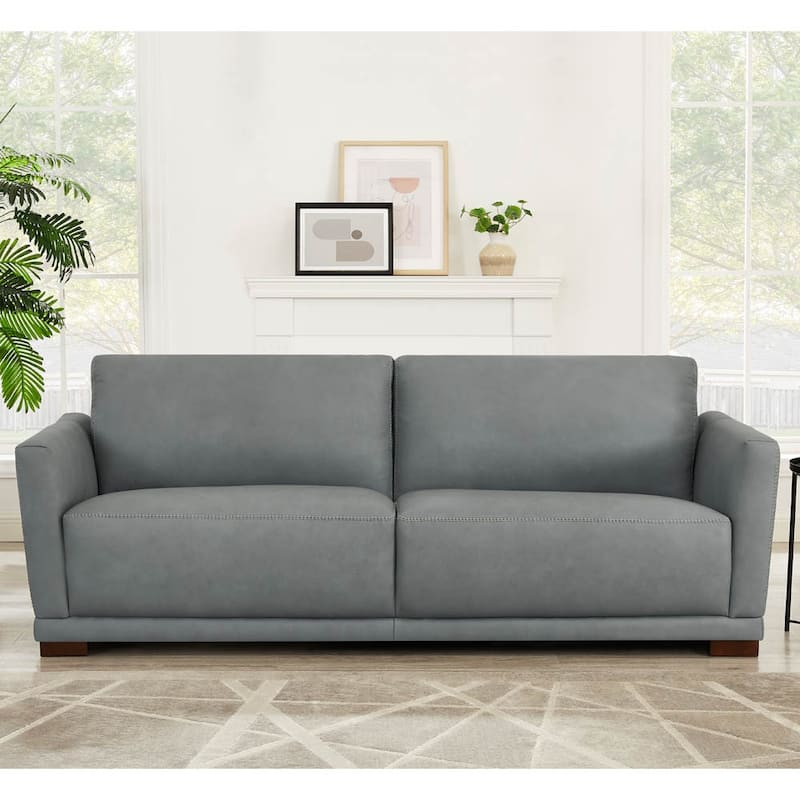 Hydeline Mary Top Grain Leather Sofa and Loveseat Set with Memory Foam and Springs