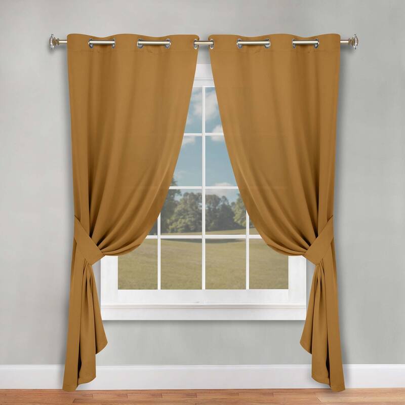 Superior Solid Machine Washable Room Darkening Blackout Curtains with Back Tabs, Set of 2