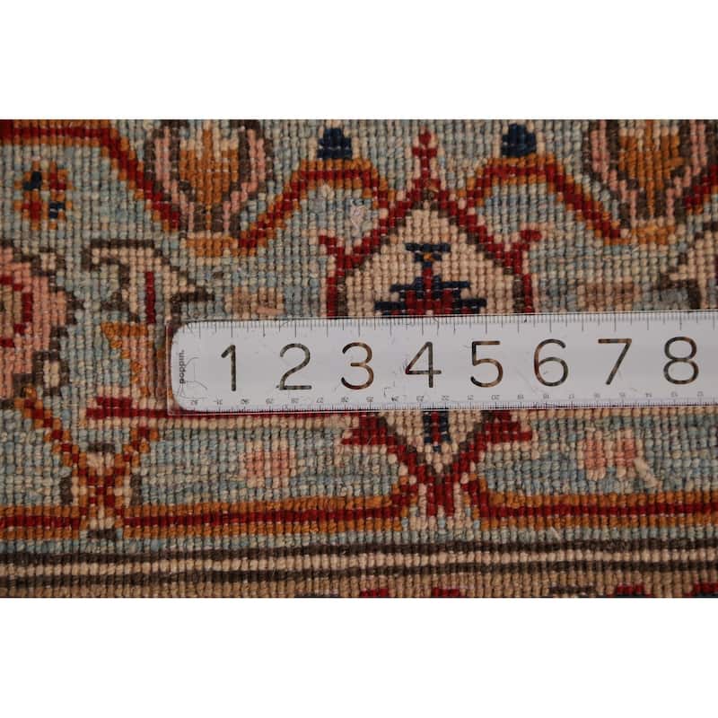 Geometric Heriz Serapi Vegetable Dye Area Rug Handmade Wool Carpet - 6'11"x 10'1"